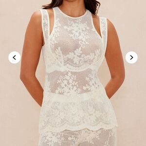 Elegant White Lace Sleeveless Top
